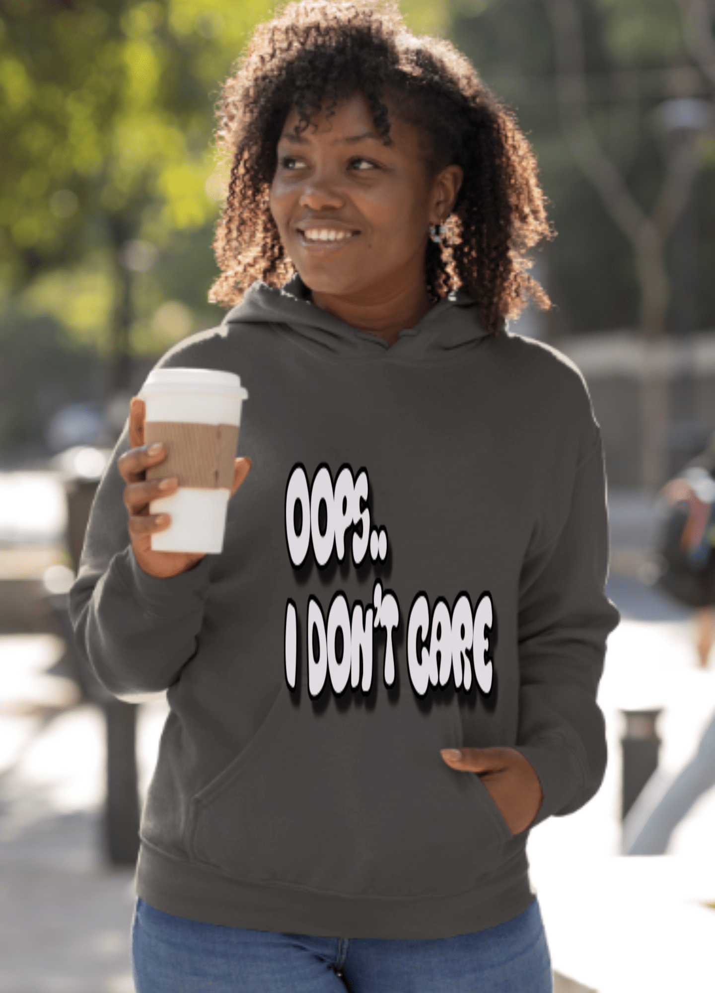 Don't Care | Gray Print | Unisex Hoodie - Hoodie - Totally Bri LLC
