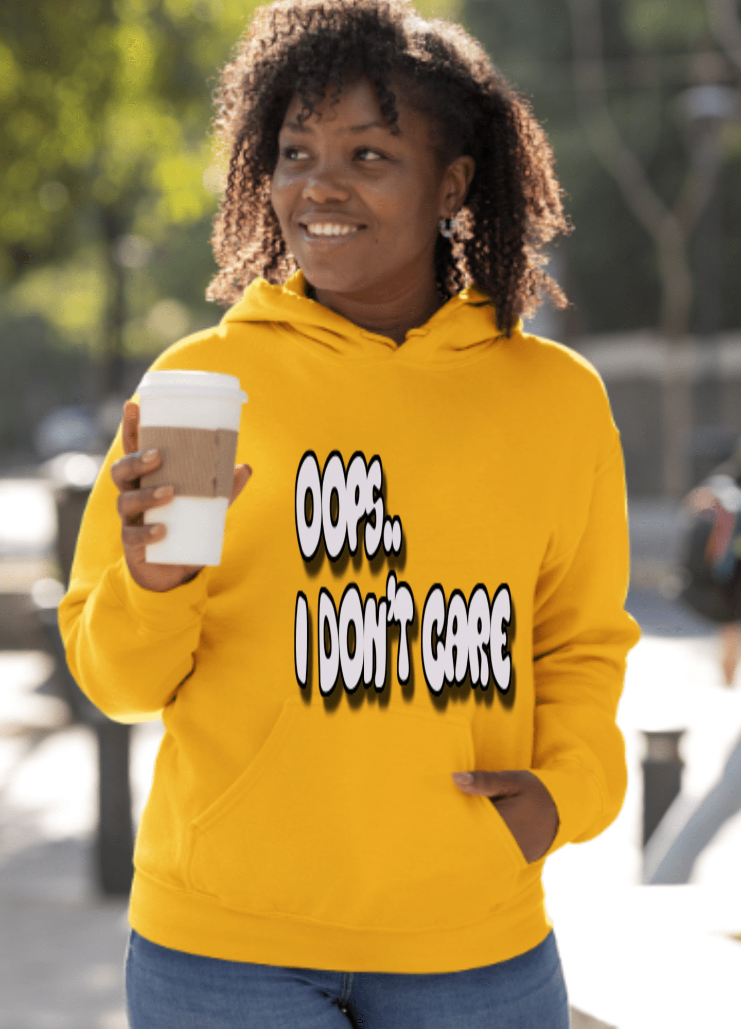 Don't Care | Gray Print | Unisex Hoodie - Hoodie - Totally Bri LLC