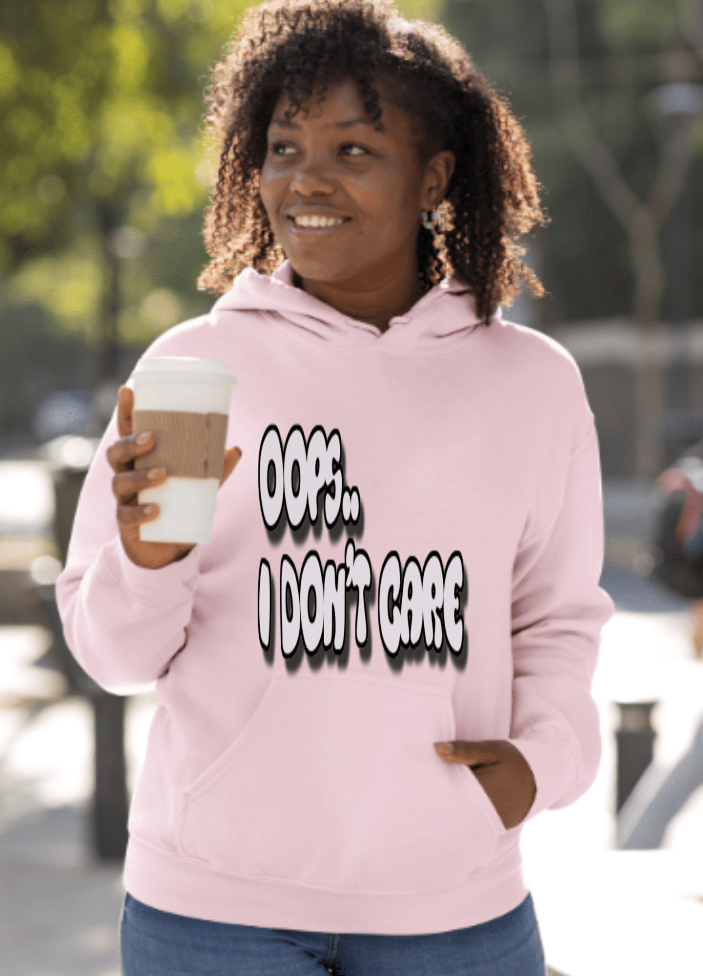 Don't Care | Gray Print | Unisex Hoodie - Hoodie - Totally Bri LLC