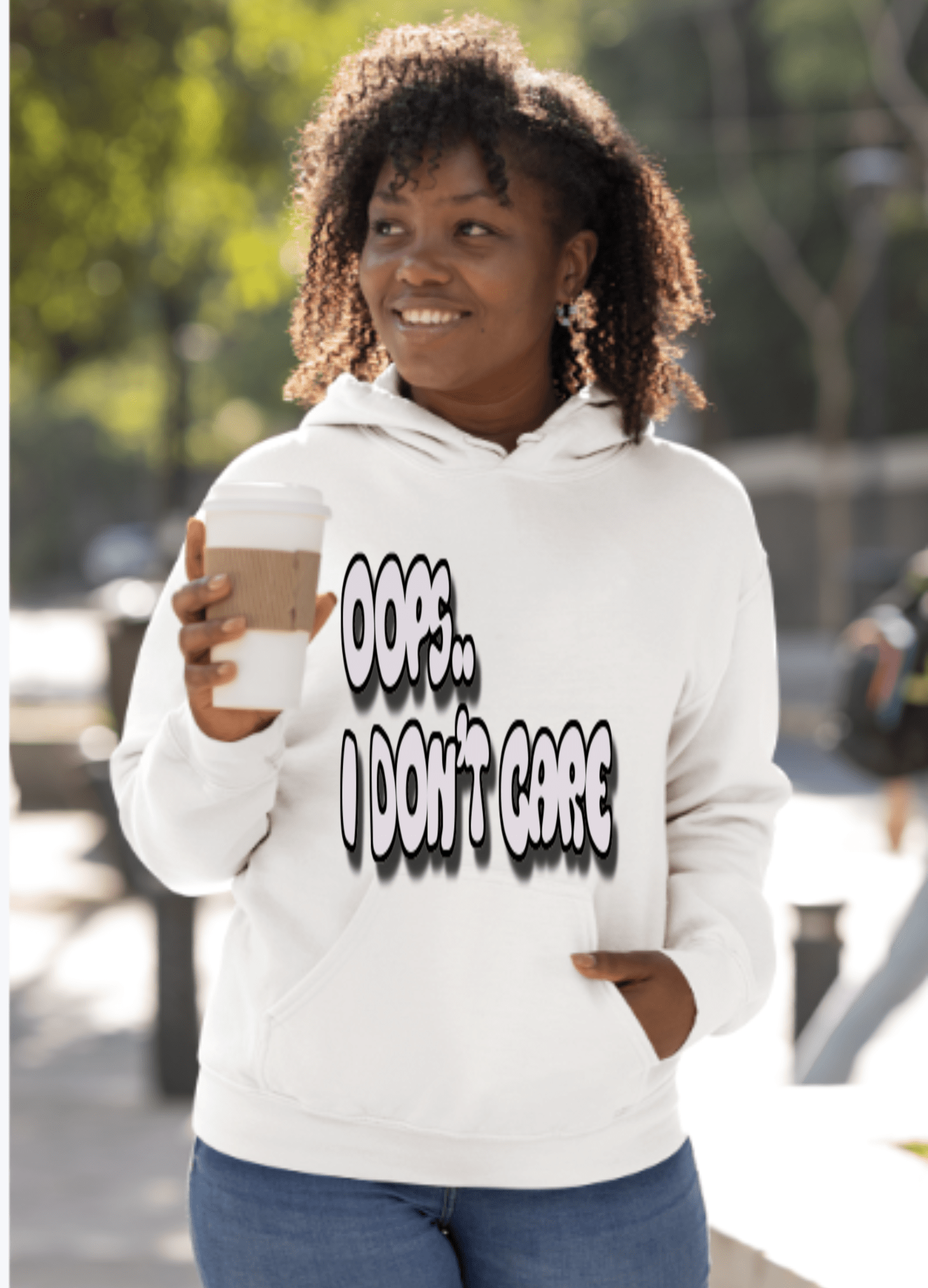 Don't Care | Gray Print | Unisex Hoodie - Hoodie - Totally Bri LLC