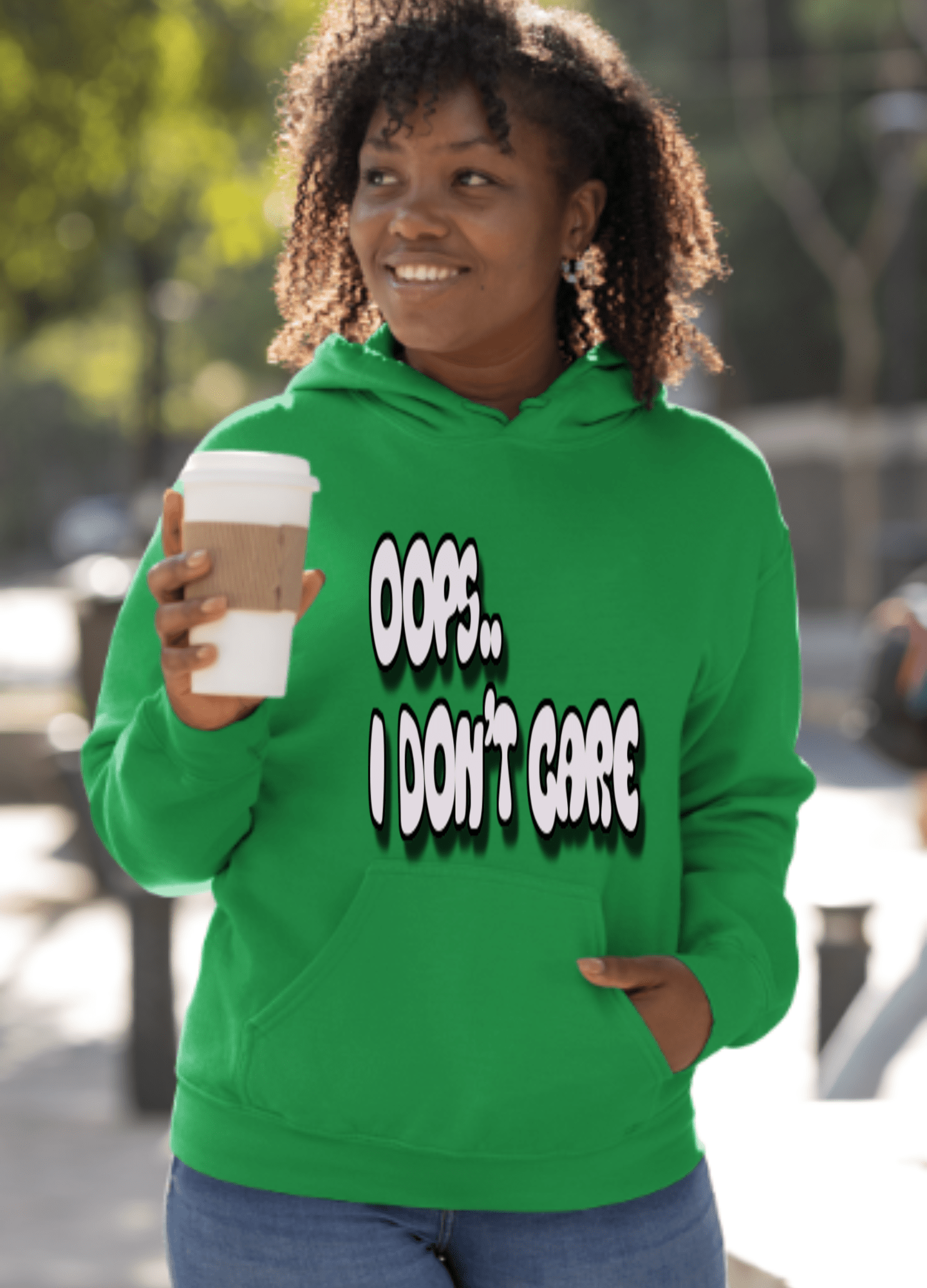 Don't Care | Gray Print | Unisex Hoodie - Hoodie - Totally Bri LLC
