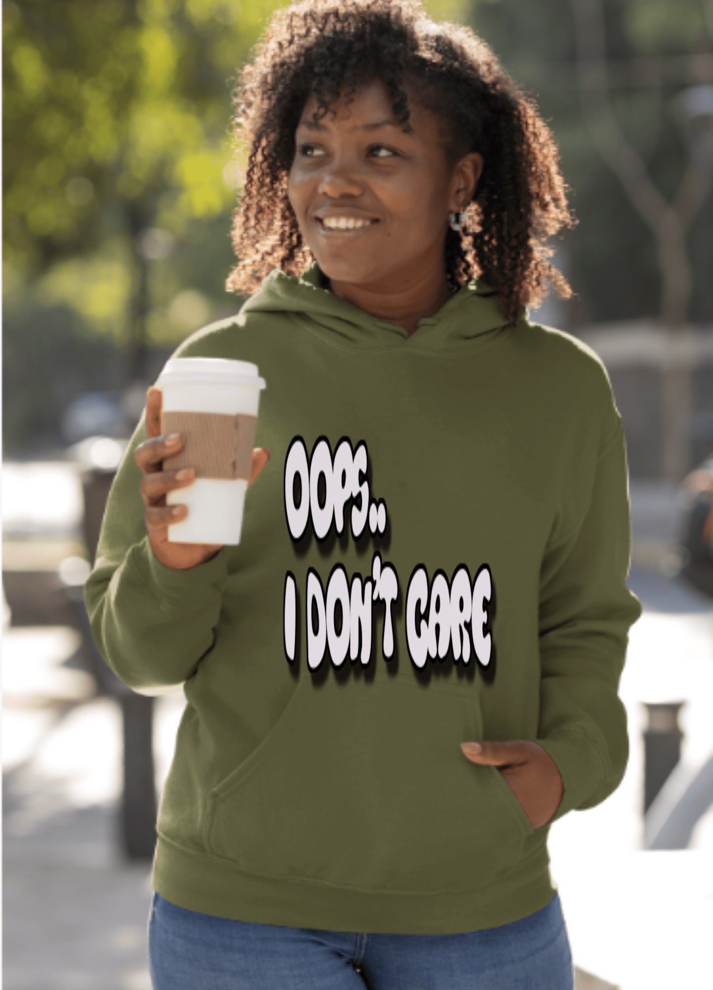 Don't Care | Gray Print | Unisex Hoodie - Hoodie - Totally Bri LLC