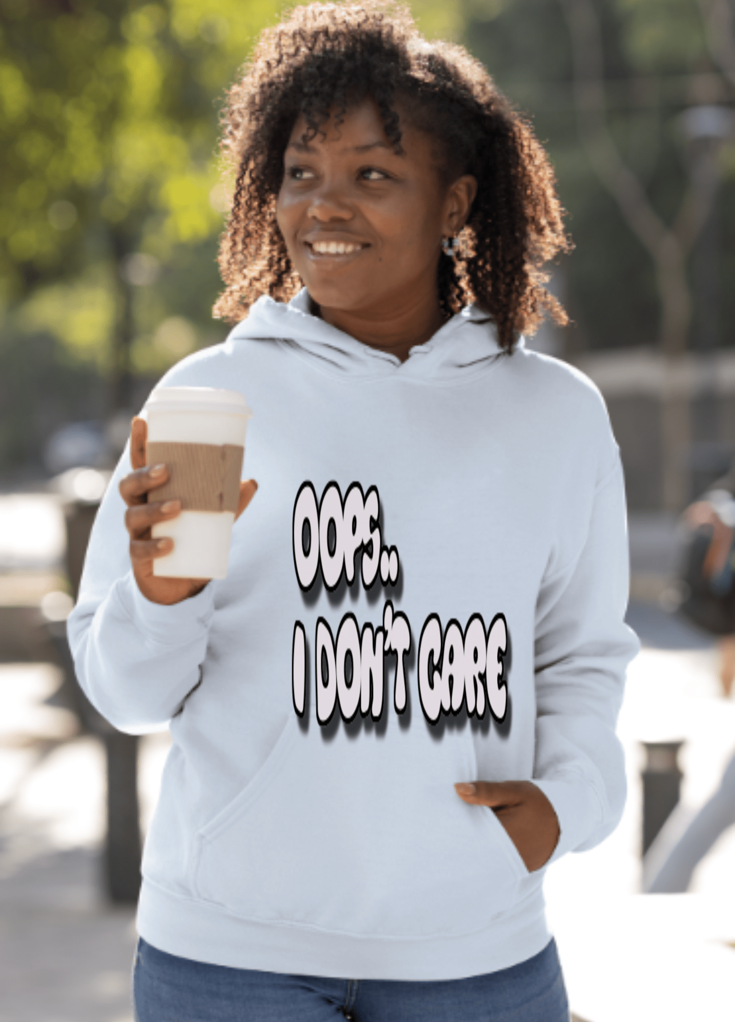 Don't Care | Gray Print | Unisex Hoodie - Hoodie - Totally Bri LLC