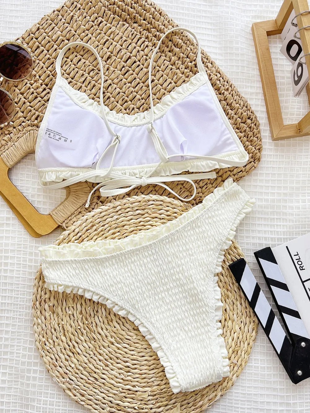 Frill Textured Spaghetti Strap Two - Piece Swim Set - Swimsuit - Totally Bri LLC