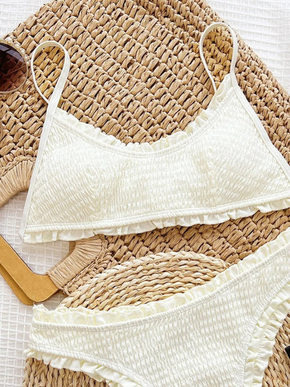 Frill Textured Spaghetti Strap Two - Piece Swim Set - Swimsuit - Totally Bri LLC