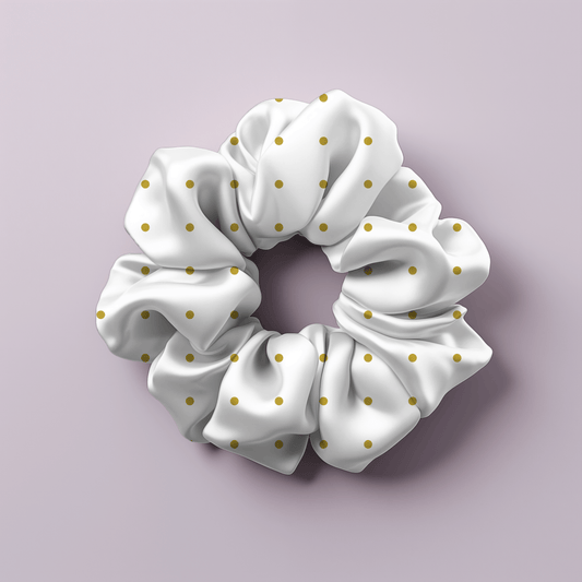 Gold Polka Pleasure Pattern Scrunchie - Accessories - Totally Bri LLC