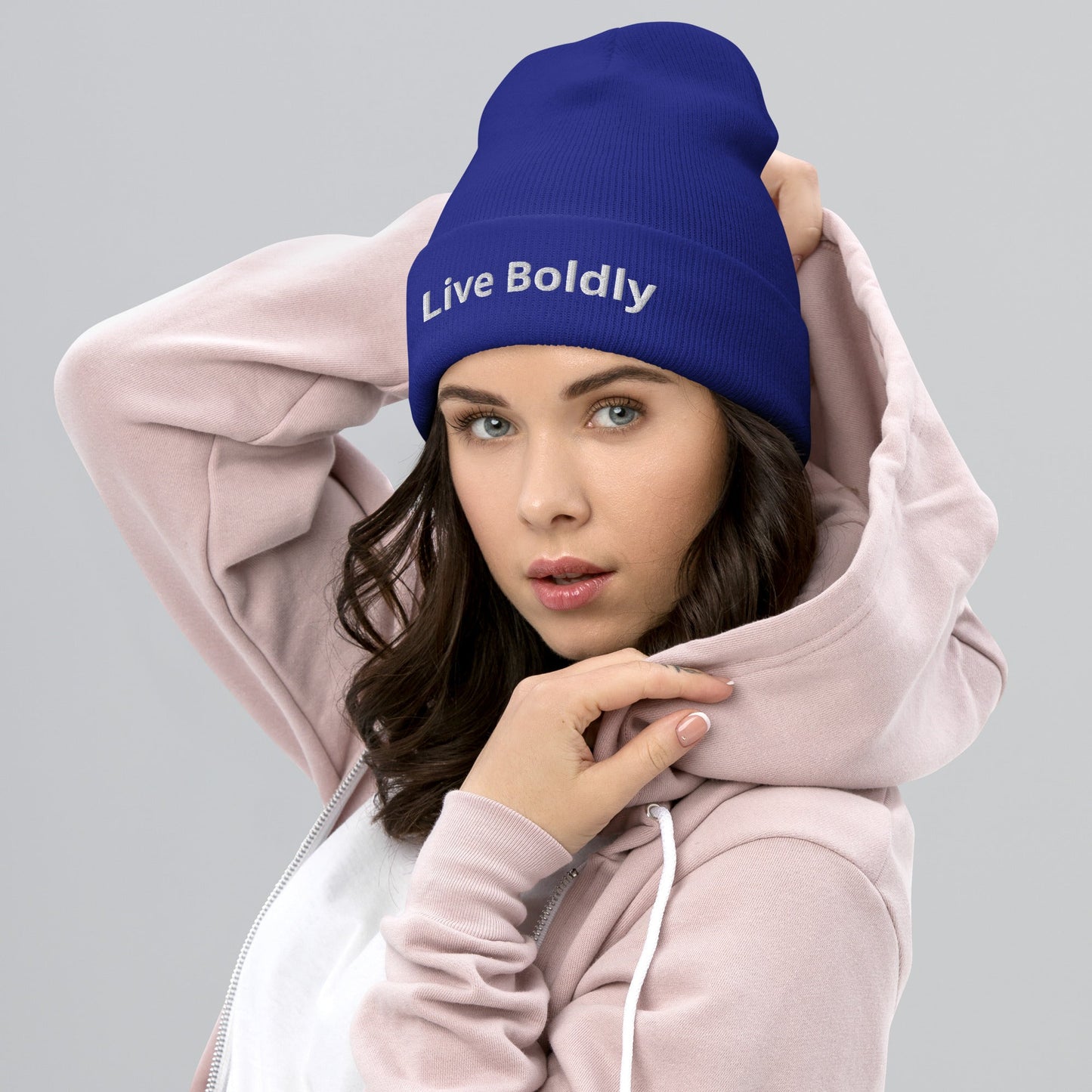 Live Boldly Stylish Cuffed Beanie By Totally Bri - Totally Bri LLC