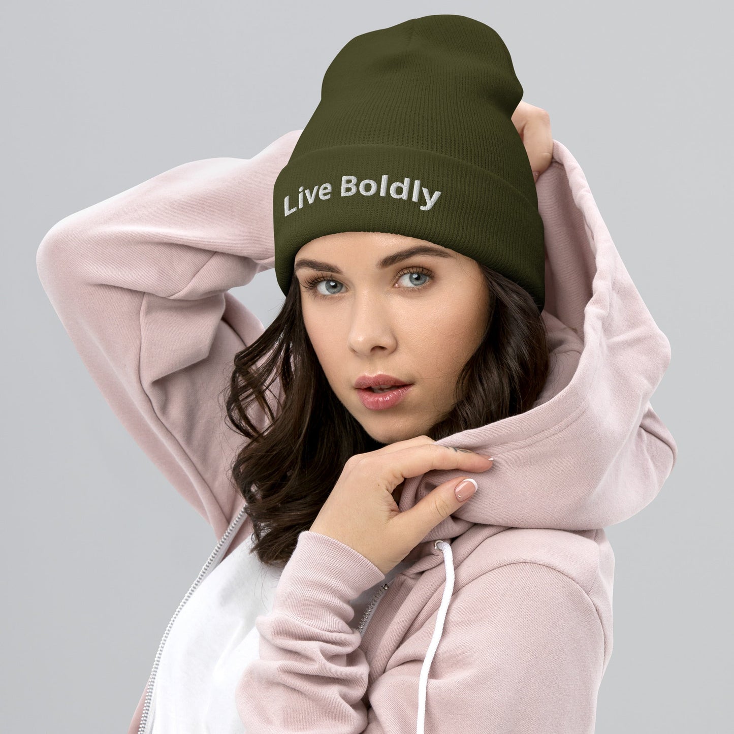 Live Boldly Stylish Cuffed Beanie By Totally Bri - Totally Bri LLC