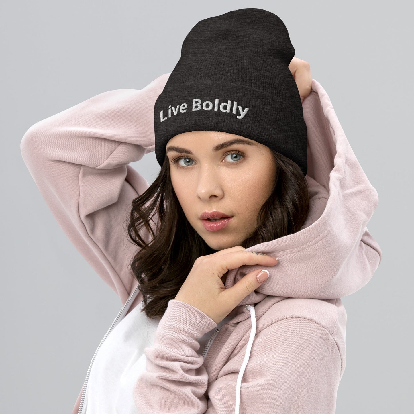 Live Boldly Stylish Cuffed Beanie By Totally Bri - Totally Bri LLC