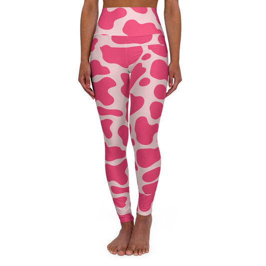 Moo - venous Pink Cow Print | High Waisted Yoga Leggings - All Over Prints - Totally Bri LLC