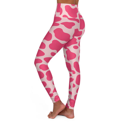 Moo - venous Pink Cow Print | High Waisted Yoga Leggings - All Over Prints - Totally Bri LLC