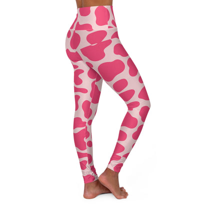 Moo - venous Pink Cow Print | High Waisted Yoga Leggings - All Over Prints - Totally Bri LLC