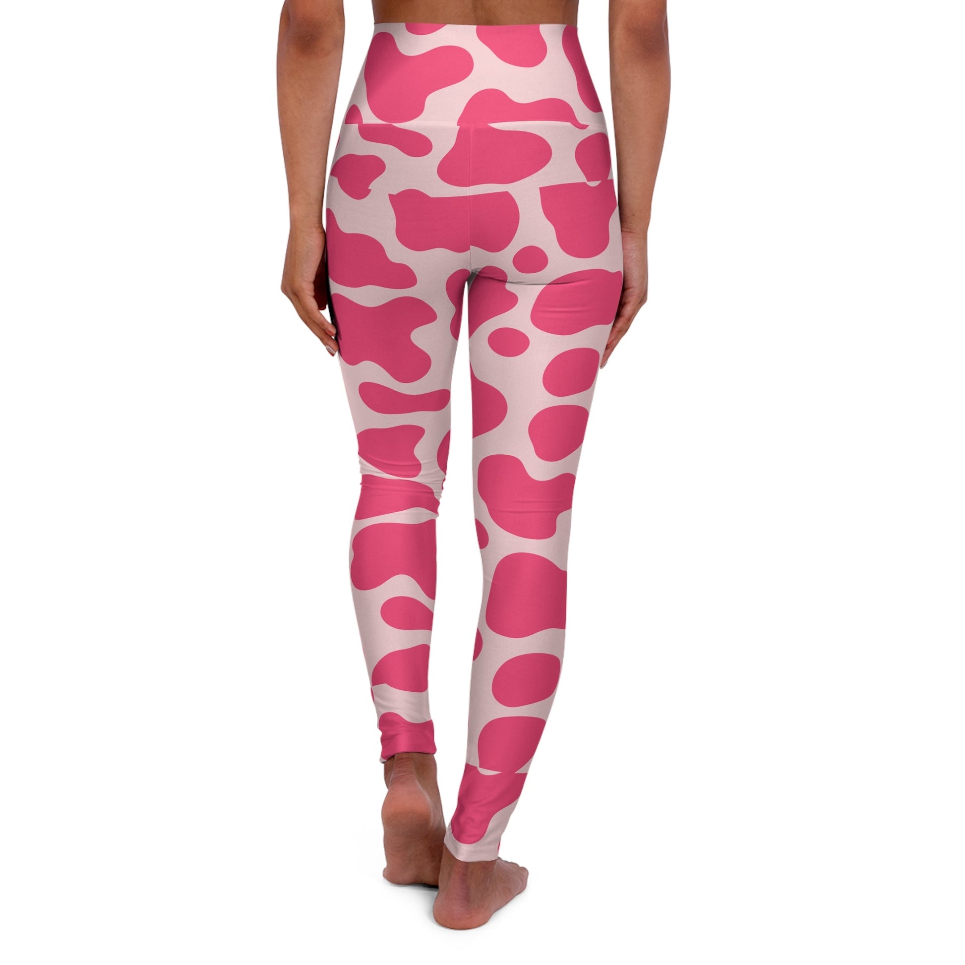 Moo - venous Pink Cow Print | High Waisted Yoga Leggings - All Over Prints - Totally Bri LLC