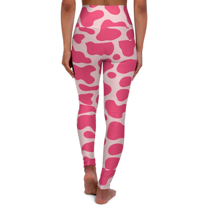 Moo - venous Pink Cow Print | High Waisted Yoga Leggings - All Over Prints - Totally Bri LLC