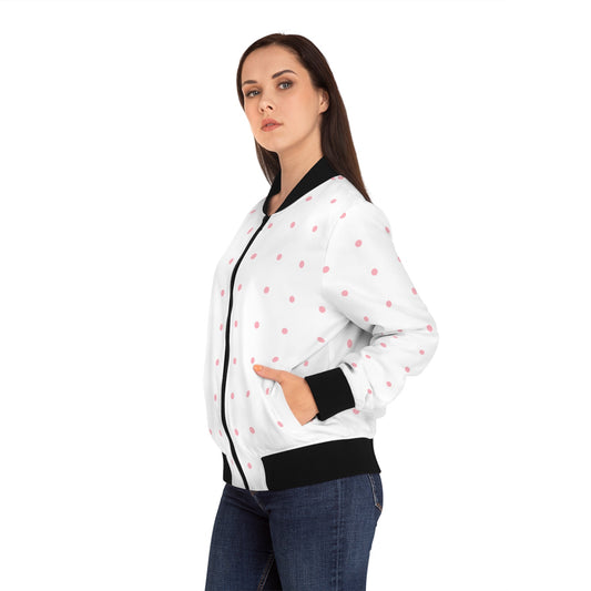 Pink Polka Pleasure | Women's Bomber Jacket - All Over Prints - Totally Bri LLC