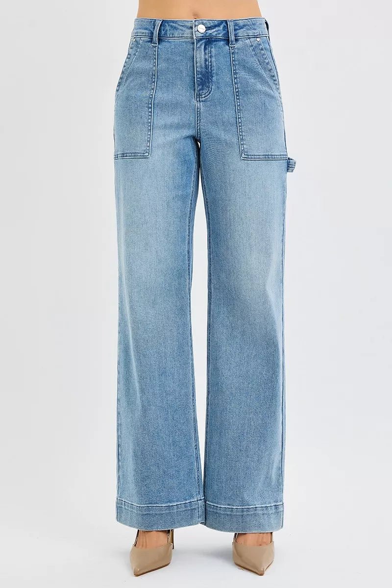 RISEN Full Size High Rise Straight Leg Jeans with Front Pockets Plus Size - jeans - Totally Bri LLC