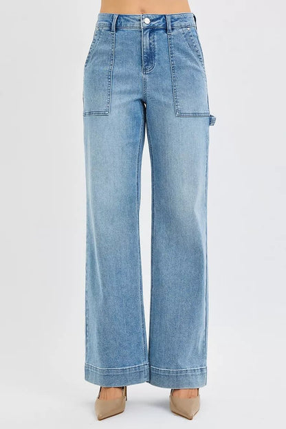 RISEN Full Size High Rise Straight Leg Jeans with Front Pockets Plus Size - jeans - Totally Bri LLC
