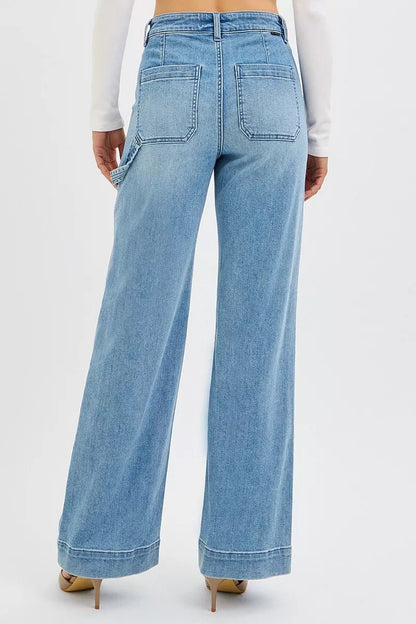 RISEN Full Size High Rise Straight Leg Jeans with Front Pockets Plus Size - jeans - Totally Bri LLC