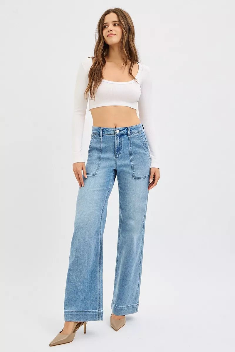RISEN Full Size High Rise Straight Leg Jeans with Front Pockets Plus Size - jeans - Totally Bri LLC