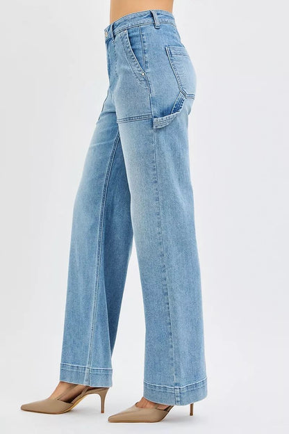 RISEN Full Size High Rise Straight Leg Jeans with Front Pockets Plus Size - jeans - Totally Bri LLC