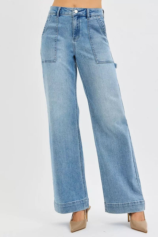 RISEN Full Size High Rise Straight Leg Jeans with Front Pockets Plus Size - jeans - Totally Bri LLC