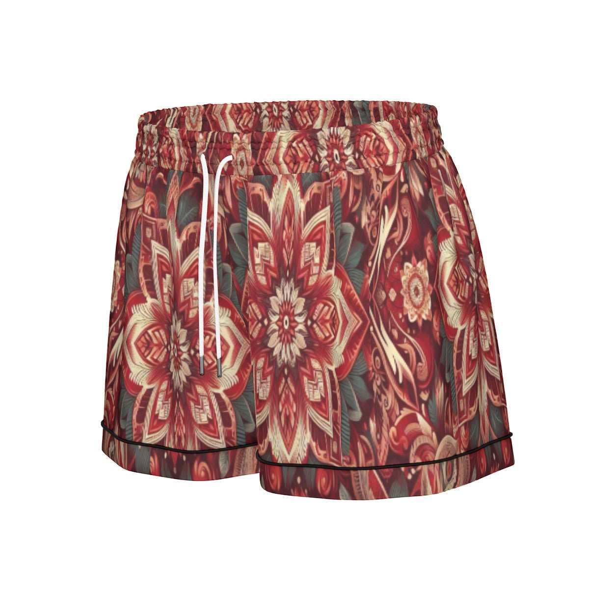 Silk Serenity Pajama Set in Red | Short Sleeve - pajama set - Totally Bri LLC