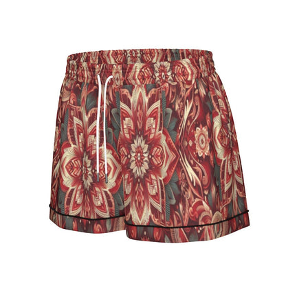 Silk Serenity Pajama Set in Red | Short Sleeve - pajama set - Totally Bri LLC