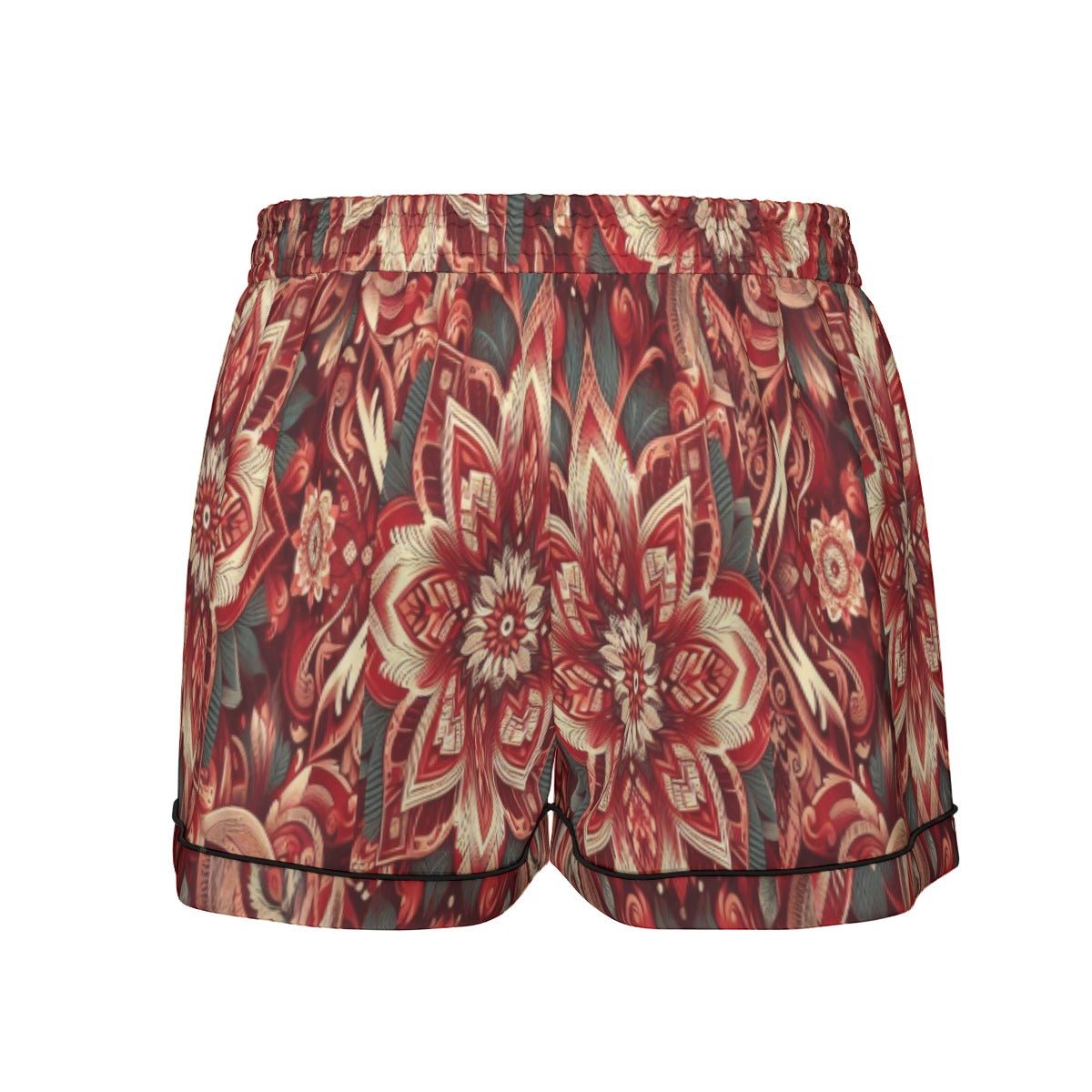 Silk Serenity Pajama Set in Red | Short Sleeve - pajama set - Totally Bri LLC