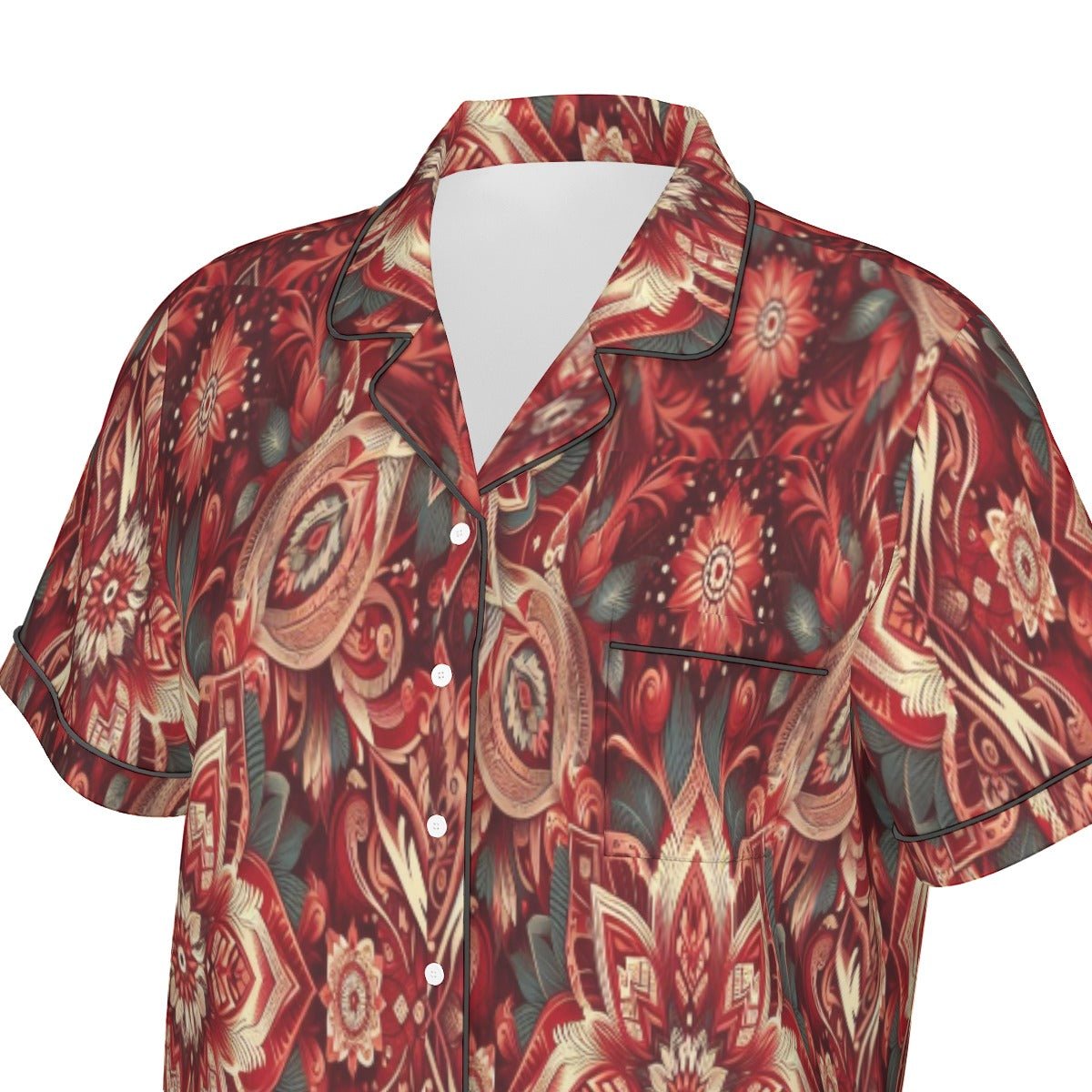 Silk Serenity Pajama Set in Red | Short Sleeve - pajama set - Totally Bri LLC