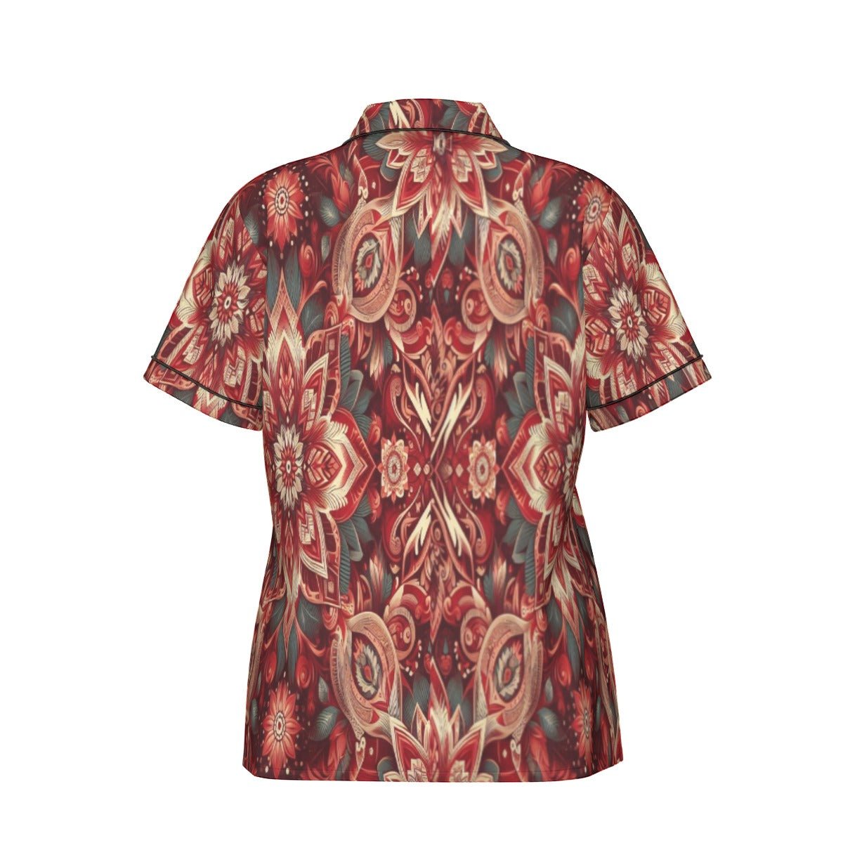 Silk Serenity Pajama Set in Red | Short Sleeve - pajama set - Totally Bri LLC