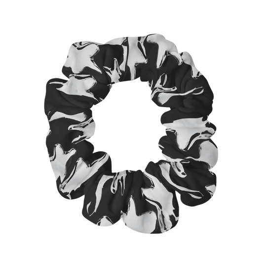 Silver Star Pattern Scrunchie In Black - Accessories - Totally Bri LLC