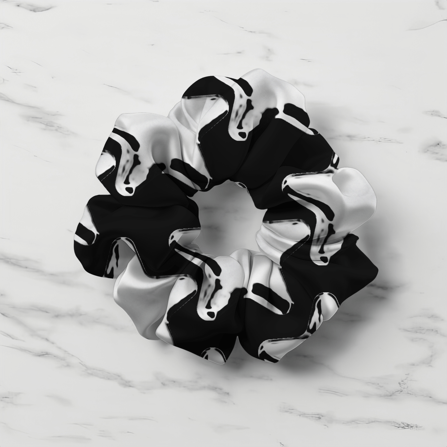 Silver Star Pattern Scrunchie In Black - Accessories - Totally Bri LLC