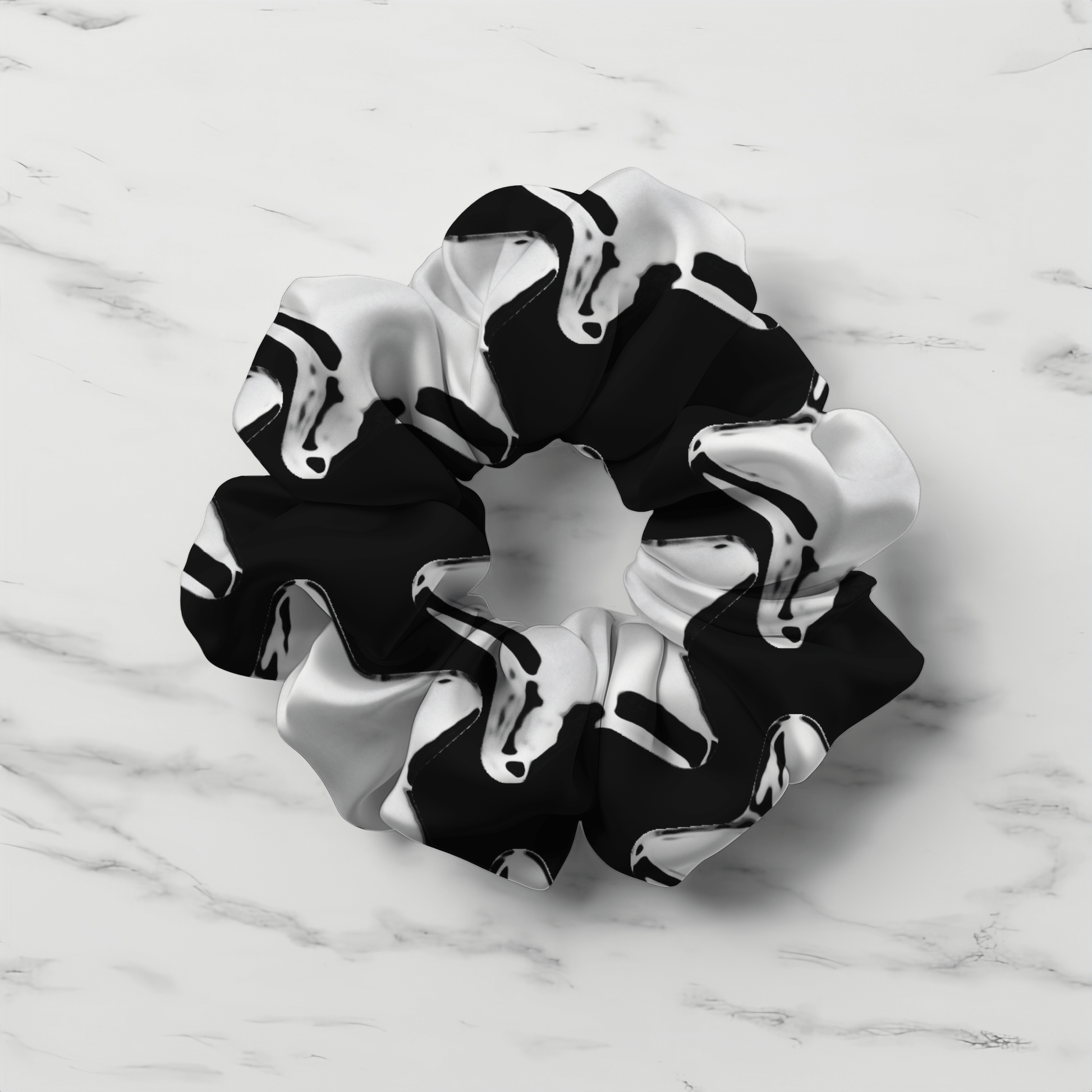 Silver Star Pattern Scrunchie In Black - Accessories - Totally Bri LLC