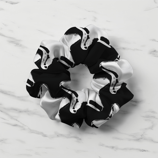 Silver Star Pattern Scrunchie In Black - Accessories - Totally Bri LLC