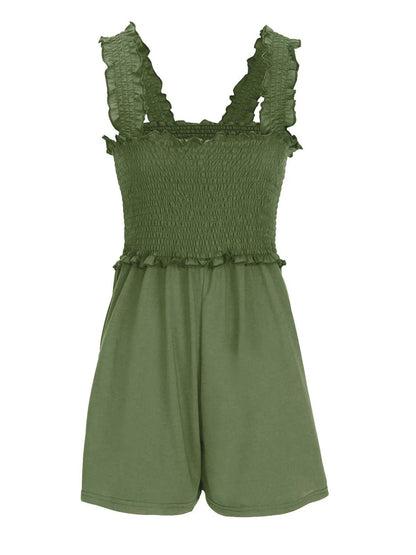 Smocked Square Neck Summer Romper - jumpsuit - Totally Bri LLC