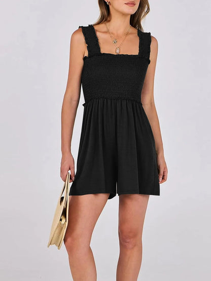 Smocked Square Neck Summer Romper - jumpsuit - Totally Bri LLC