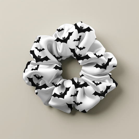 White Halloween Bats Scrunchie - Accessories - Totally Bri LLC