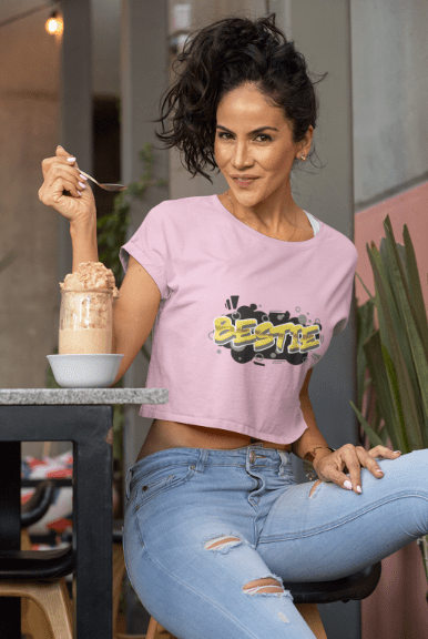 Bestie | Black Print | Crop Top - crop top - Totally Bri LLC