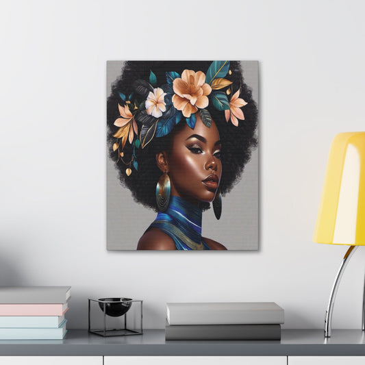 Beauty in Full Bloom | Black Girl Art | Canvas Gallery Wraps - Canvas - Totally Bri LLC