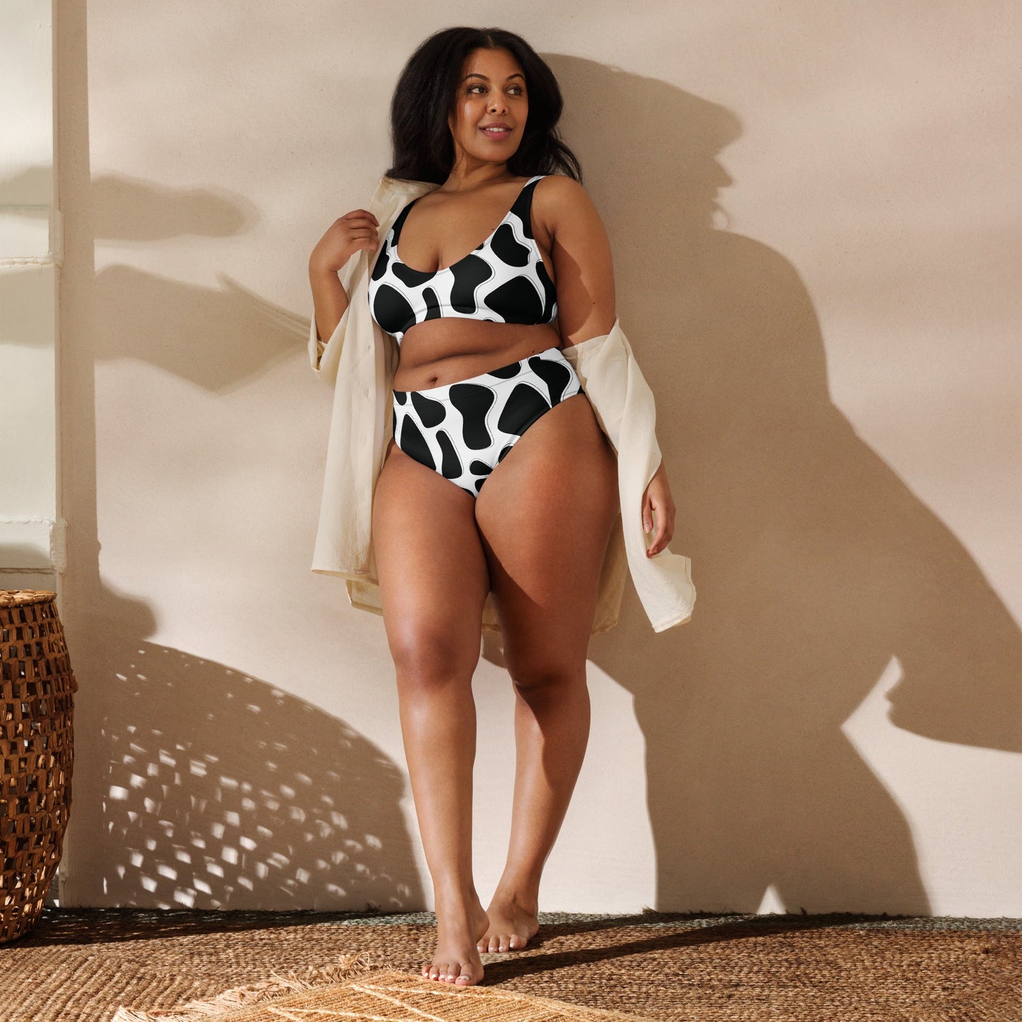 Black & White Cow Print High - Waist Bikini - Totally Bri LLC