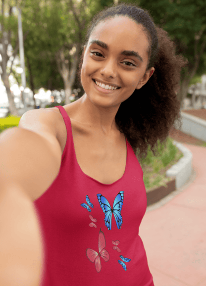 Butterflies Print | Racerback Tank Top - Tank Top - Totally Bri LLC