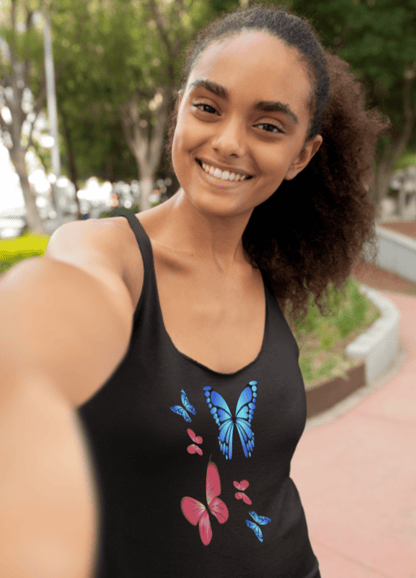 Butterflies Print | Racerback Tank Top - Tank Top - Totally Bri LLC