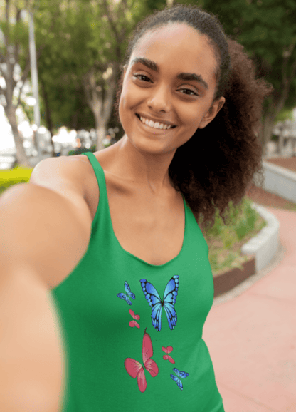 Butterflies Print | Racerback Tank Top - Tank Top - Totally Bri LLC