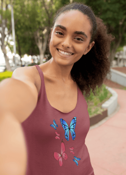 Butterflies Print | Racerback Tank Top - Tank Top - Totally Bri LLC