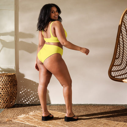 Flashy Yellow High - Waist Bikini - Totally Bri LLC