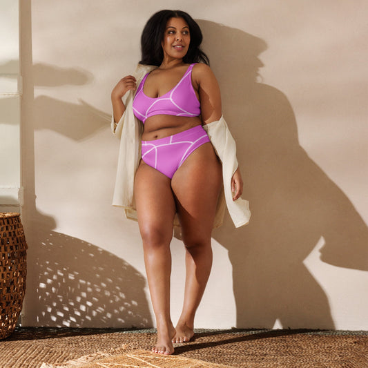 Fuchsia Botanist High - Waist Bikini - Totally Bri LLC