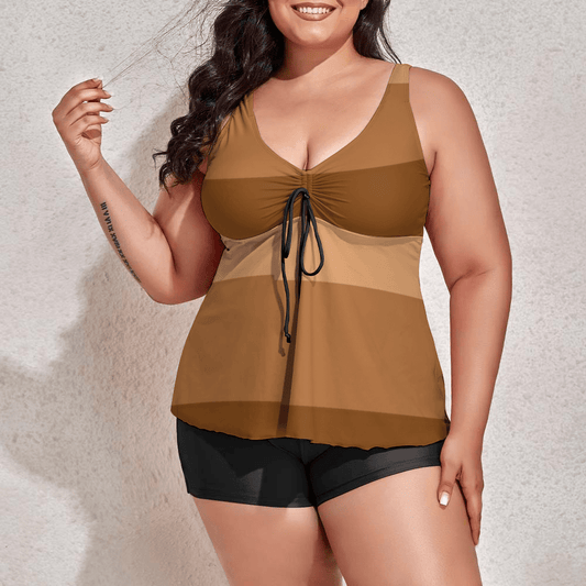 Melanin Shades 2 - Piece Sexy Swimsuit w/ Shorts | Plus Size - Totally Bri LLC